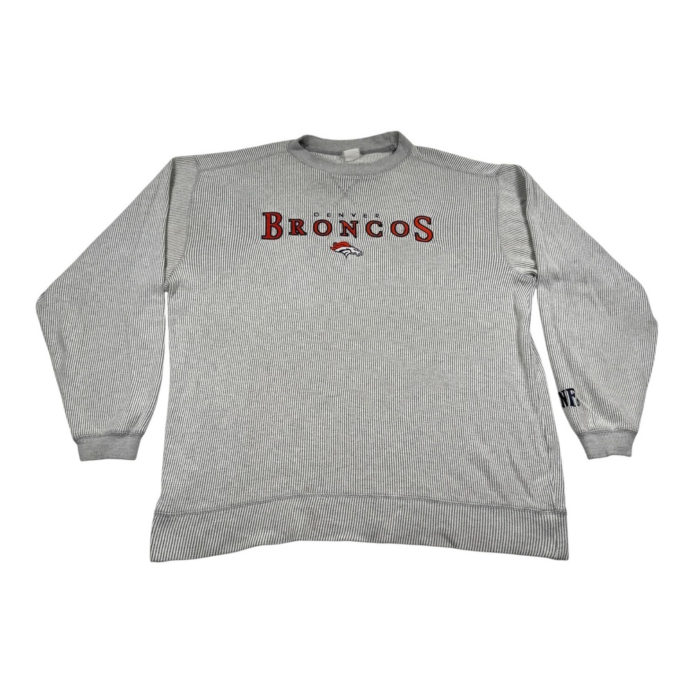 Denver Broncos Sweatshirt Mens XL NFL Football Waffle Knit Crewneck Long Sleeve
